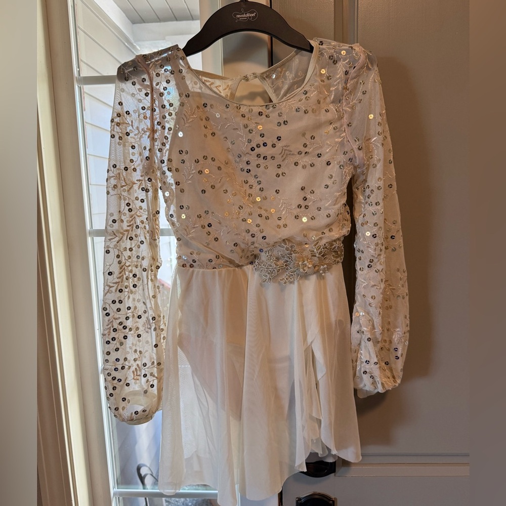 Weismann cream colored lyrical sequence dress with leotard child large